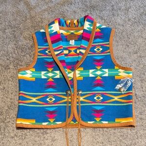 NEW Pendleton Multicolor Aztec Wool Jacket - Blue, Turquoise, Pink, Yellow